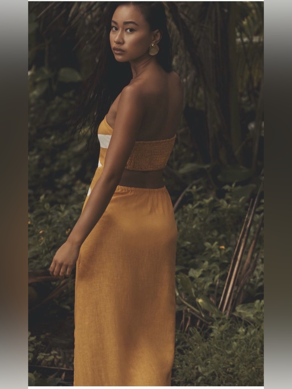 Anthropologie Celandine Strapless Cutout Maxi Dress Marigold & White Sun Print - Picture 3 of 16